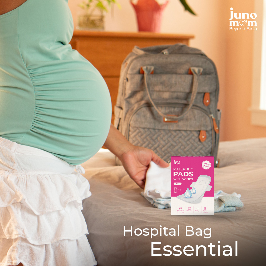 Juno Mom Extra Care Essentials | Ultra-Absorbent Maternity Pads (7 x 2) & 1 Pair of Grip Socks
