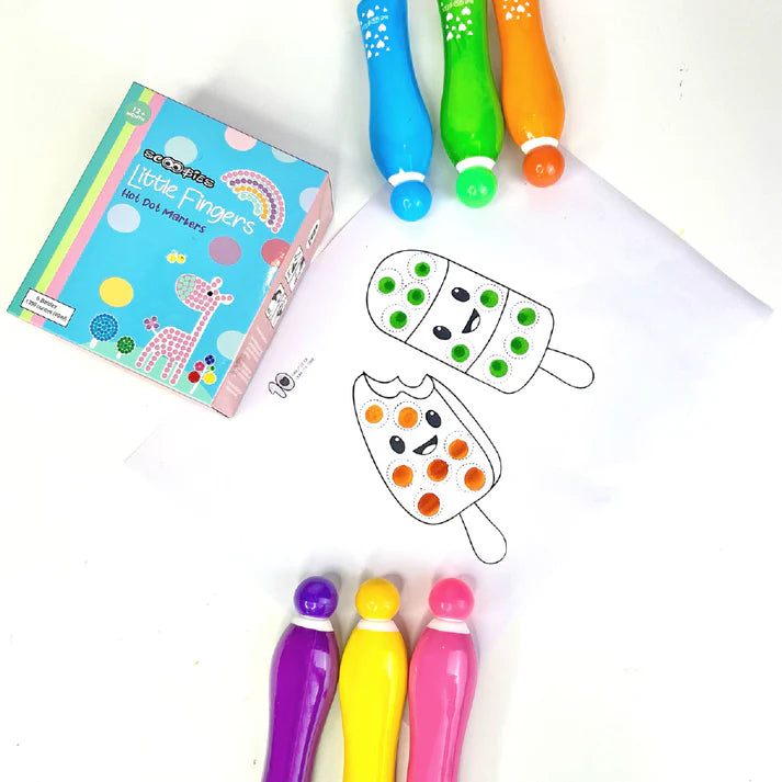 Scoobies LITTLE FINGERS HOT DOT MARKERS(PACK OF 6)