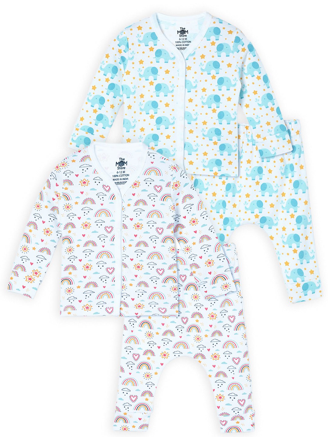 Newborn and Infant Pajama Set Combo of 2: Elephantastic - Rainbow Land - IPS2 - ELPR - 0 - 3