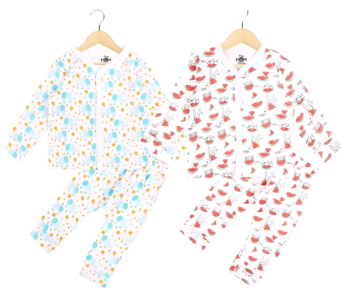 Newborn and Infant Pajama Set Combo of 2: Elephantastic-Summer Melon - IPS-2-ESM-0-3