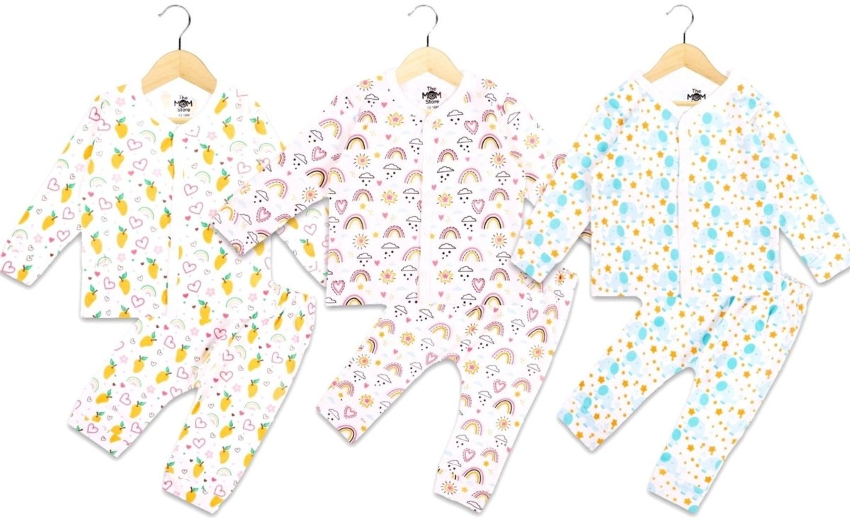 Newborn and Infant Pajama Set Combo of 3: Elephantastic-Mango Mia-Rainbow Land - IPS-3-EMMRL-0-3