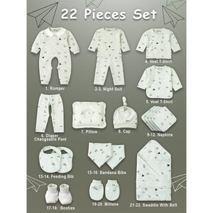 Newborn Baby Boy/Baby Girl 22pcs Gift Box, Mint Green (0 - 12 Months) - Baby Gifting