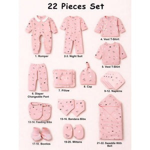 Newborn Baby Boy/Baby Girl 22pcs Gift Box, Peach (0 - 12 Months) - Baby Gifting
