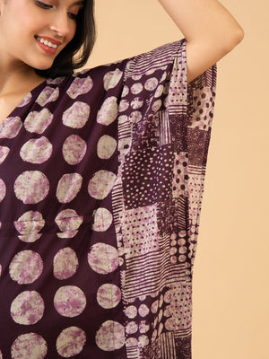 Nightfall Purple Maternity and Nursing Kaftan Nighty - S Maternity Nightwear