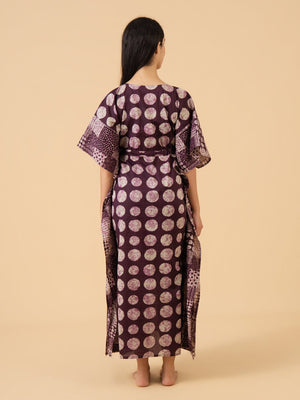 Nightfall Purple Maternity and Nursing Kaftan Nighty - S Maternity Nightwear