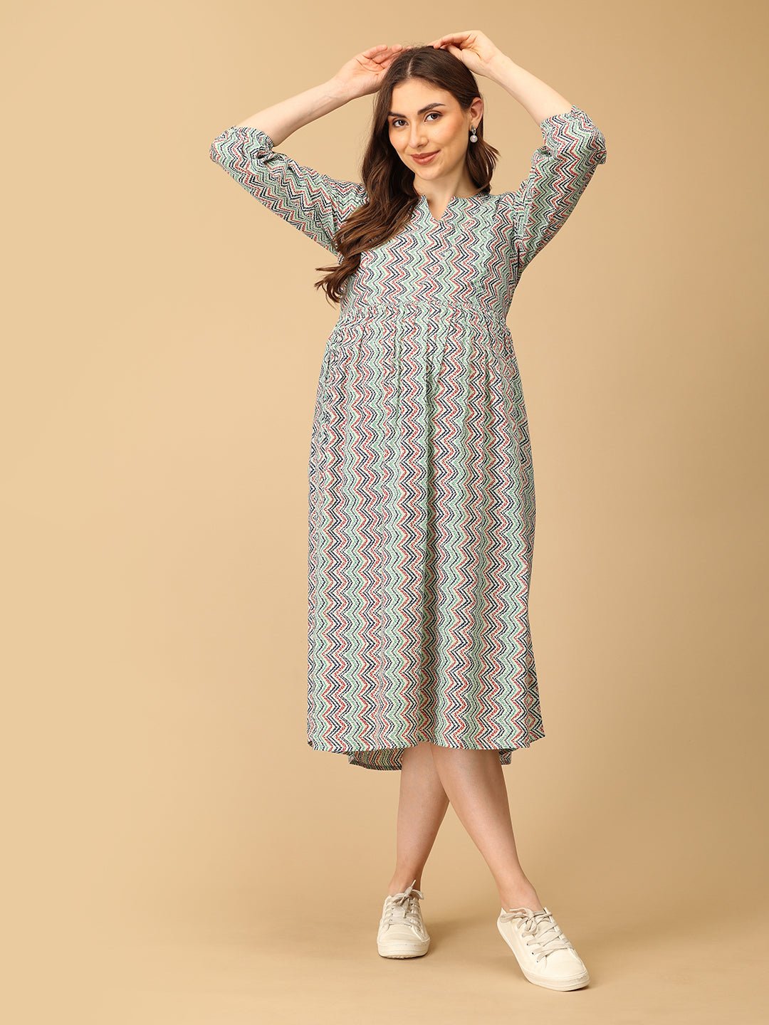 Nomad Chevron Maternity and Nursing Dress - DRS - SK - NOCHV - S