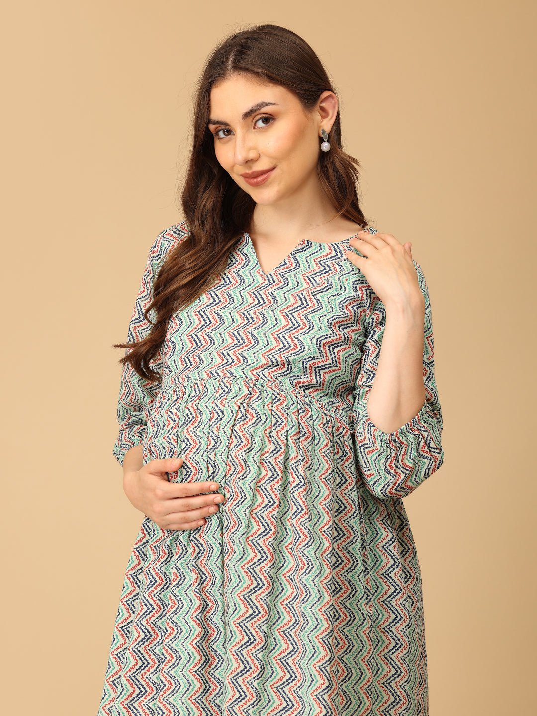 Nomad Chevron Maternity and Nursing Dress - DRS - SK - NOCHV - S
