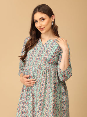 Nomad Chevron Maternity and Nursing Dress - DRS - SK - NOCHV - S