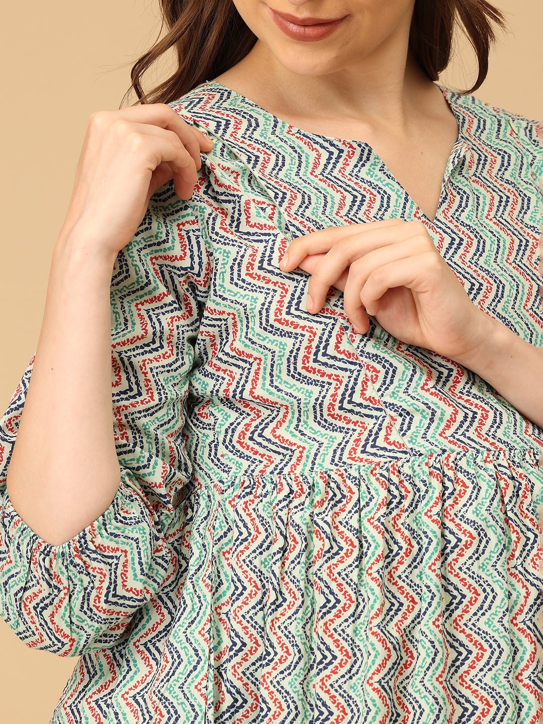Nomad Chevron Maternity and Nursing Dress - DRS - SK - NOCHV - S