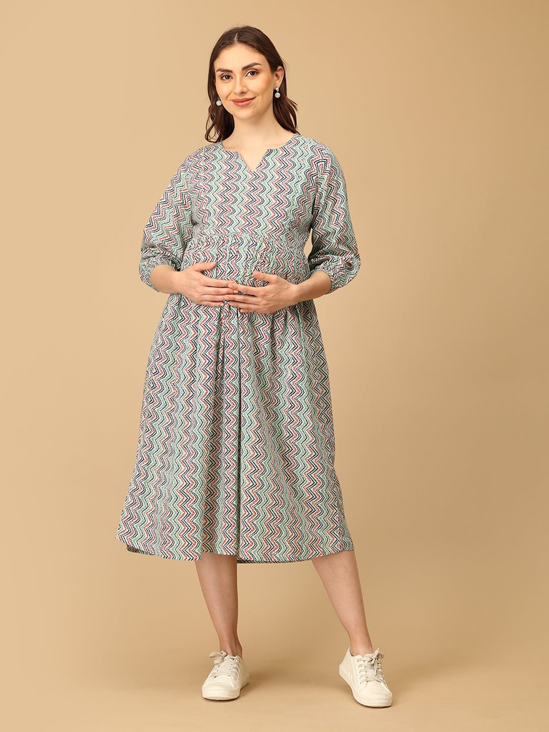 Nomad Chevron Maternity and Nursing Dress - DRS - SK - NOCHV - S
