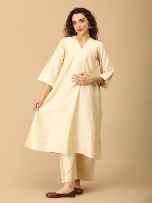 Noor√âlan maternity and Nursing Silk Kurta Set - MEW - SK - NREL - S