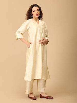 Noor√âlan maternity and Nursing Silk Kurta Set - MEW - SK - NREL - S