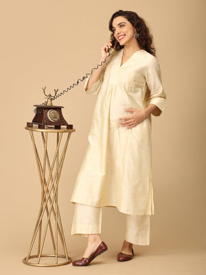 Noor√âlan maternity and Nursing Silk Kurta Set - MEW - SK - NREL - S