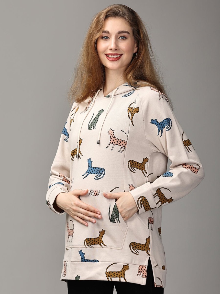 Not a Cheetah Maternity and Nursing Hoodie Sweatshirt - MAT-SD-MLTHS-S