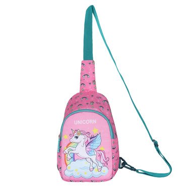 Novex Disney Unicorn Printed Girls Kids Crossbody One Shoulder Bag for Travel, Hiking & Trekking - 10 Inch | Chest Bag for 3 Years & Above Kids - NXCBUC415 - UNICORN