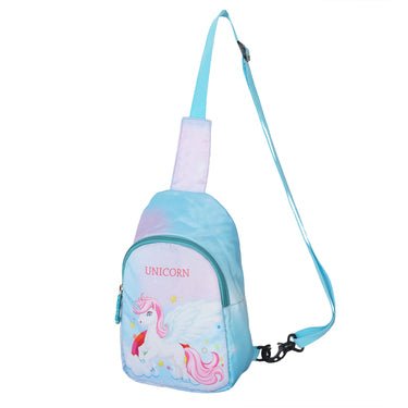 Novex Disney Unicorn Printed Girls Kids Crossbody One Shoulder Bag for Travel, Hiking & Trekking - 10 Inch | Chest Bag for 3 Years & Above Kids - NXCBUC416 - UNICORN