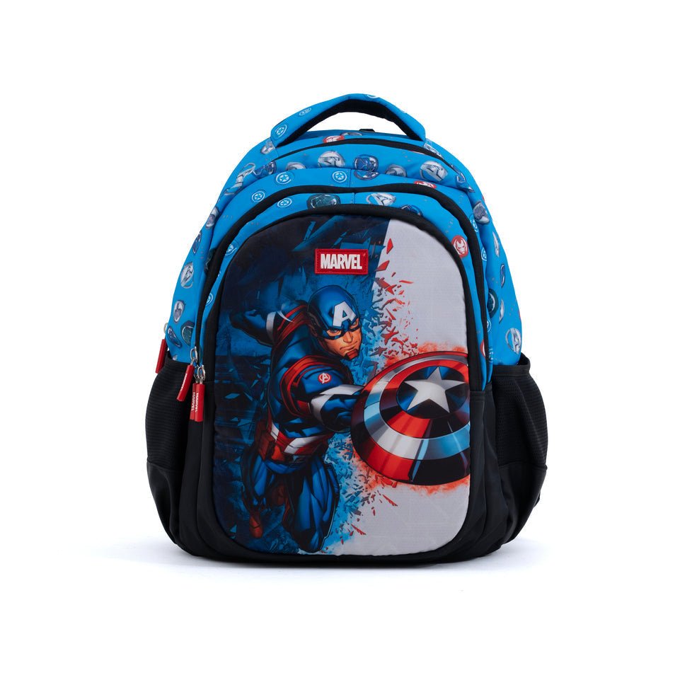 Novex Snug - On Captain America Printed Boy Kids School Bag for 4th Class to 6th Class - 17 Inch - SNBPCA0734 - CAPTAIN AMERICA