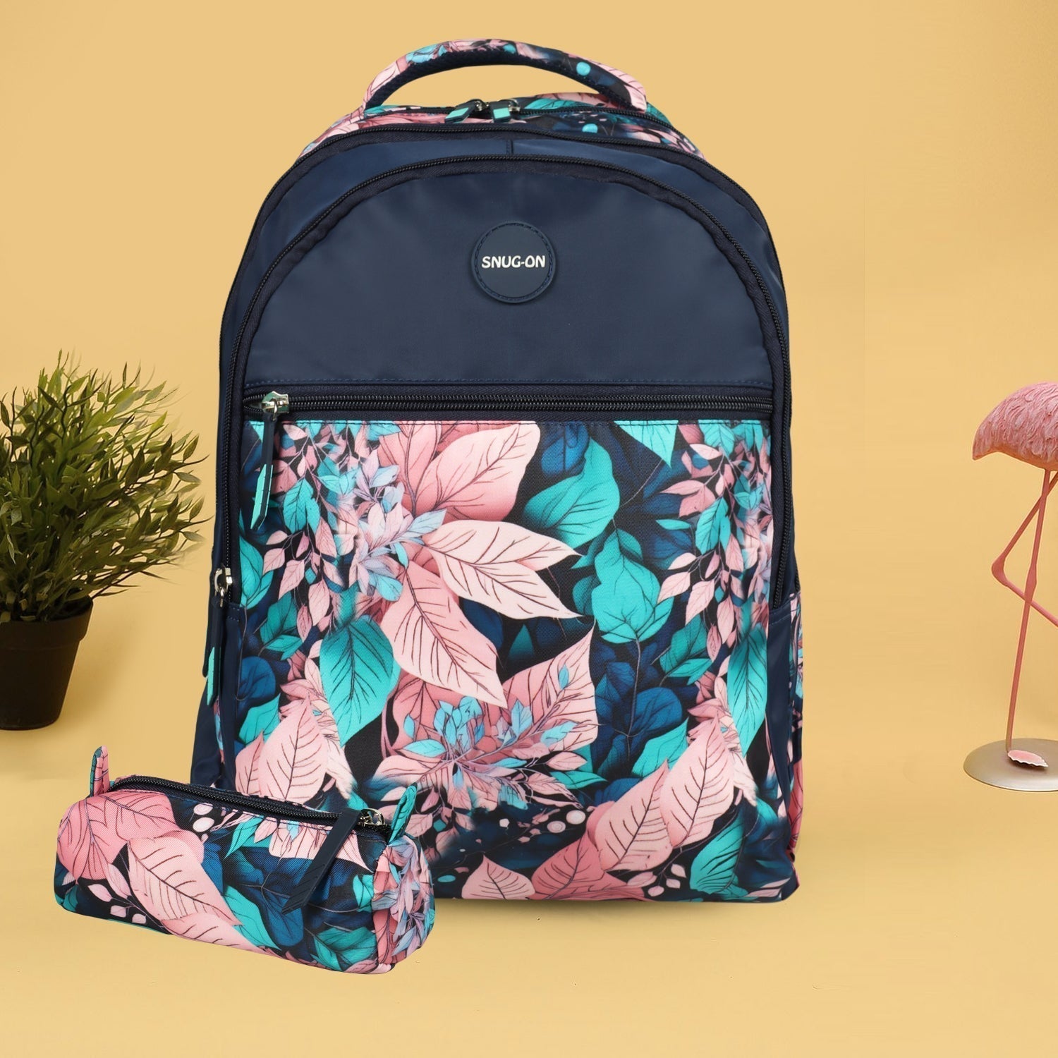 Novex Snug - On Crimson Printed Unisex Kids School Bag with Stationary Pouch for 6th to 10th Class - 19 Inch | Backpack for 12 - 16 Years Kids - SNBP0406 - CRIMSON