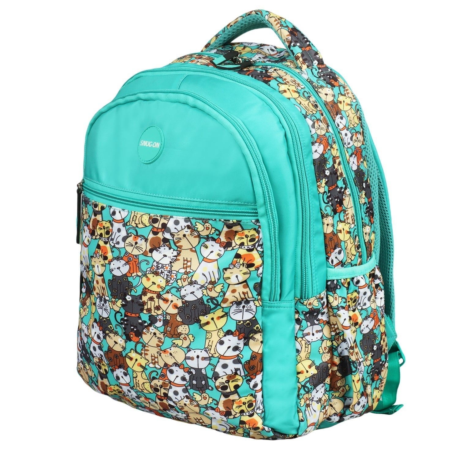 Novex Snug - On Kitten Printed Girl Kids School Bag with Stationary Pouch for 3rd to 5th Class - 17 Inch | Backpack for 9 - 11 Years Kids - SNBP0433 - KITTEN