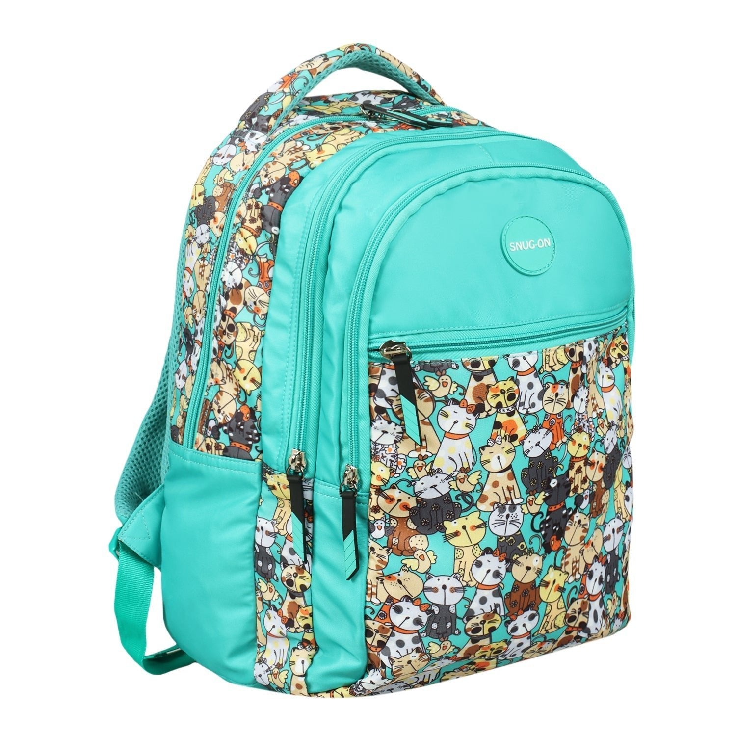 Novex Snug - On Kitten Printed Girl Kids School Bag with Stationary Pouch for 3rd to 5th Class - 17 Inch | Backpack for 9 - 11 Years Kids - SNBP0433 - KITTEN