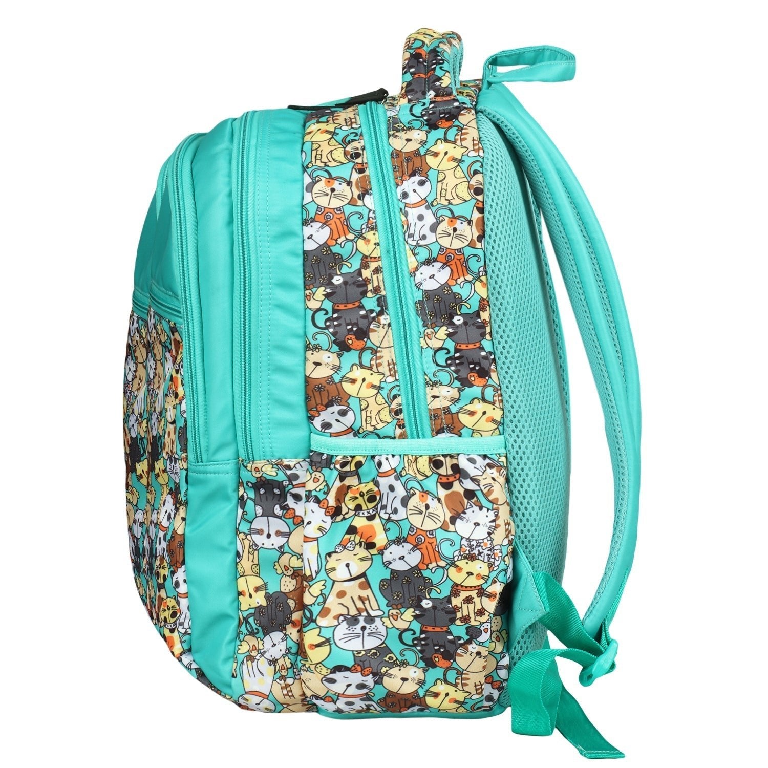 Novex Snug - On Kitten Printed Girl Kids School Bag with Stationary Pouch for 3rd to 5th Class - 17 Inch | Backpack for 9 - 11 Years Kids - SNBP0433 - KITTEN