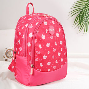 Novex Snug - On Kitty Printed Girl Kids School Bag for Nursery to 2nd Class - 15 Inch | Backpack for 5 - 8 Years Kids - SNBP0421 - KITTY