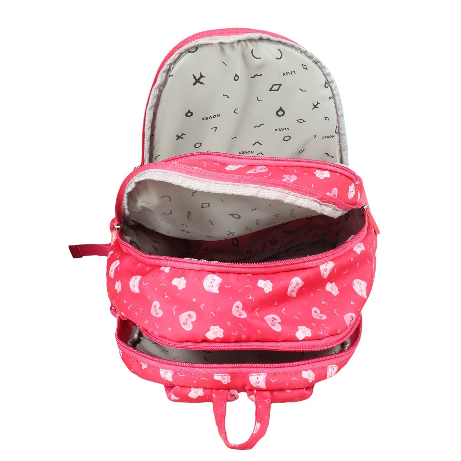 Novex Snug - On Kitty Printed Girl Kids School Bag for Nursery to 2nd Class - 15 Inch | Backpack for 5 - 8 Years Kids - SNBP0421 - KITTY