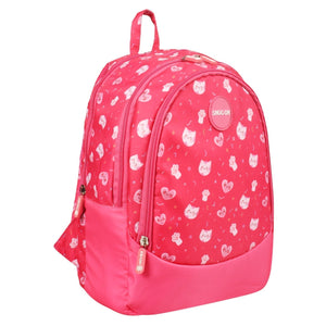 Novex Snug - On Kitty Printed Girl Kids School Bag for Nursery to 2nd Class - 15 Inch | Backpack for 5 - 8 Years Kids - SNBP0421 - KITTY