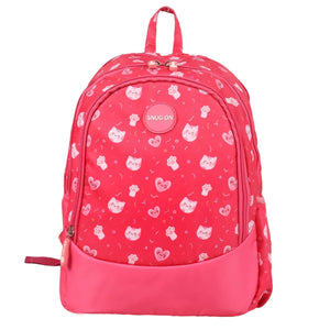 Novex Snug - On Kitty Printed Girl Kids School Bag for Nursery to 2nd Class - 15 Inch | Backpack for 5 - 8 Years Kids - SNBP0421 - KITTY