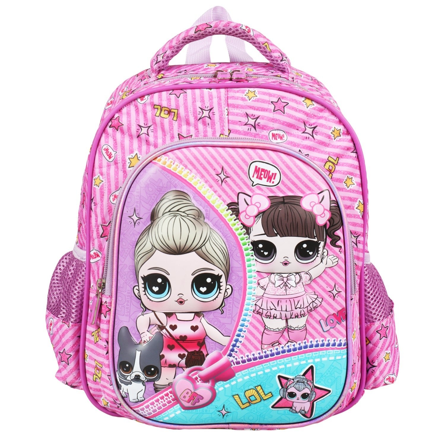 Novex Snug - On Meow Printed Girl Kids School Bag for Preschool, Kindergarten - 12 Inch | Backpack for 3 - 5 Years Kids - SNBP0424 - MEOW