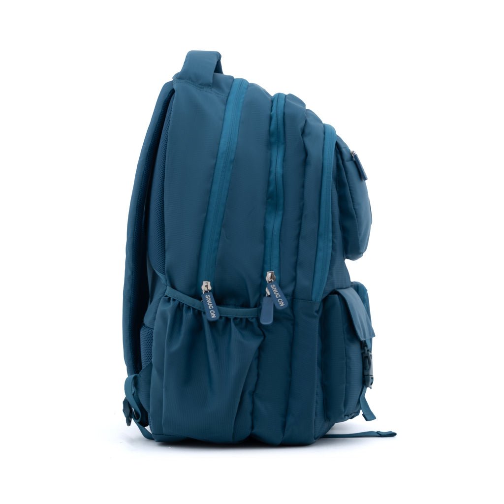 Novex Snug - On Plain Pattern Airport Blue Unisex Kids School Bag for 6th - 12th Class - 19 Inch | Backpack for 13 - 18 Years Kids - SNBP0775 - AIRPORT BLUE