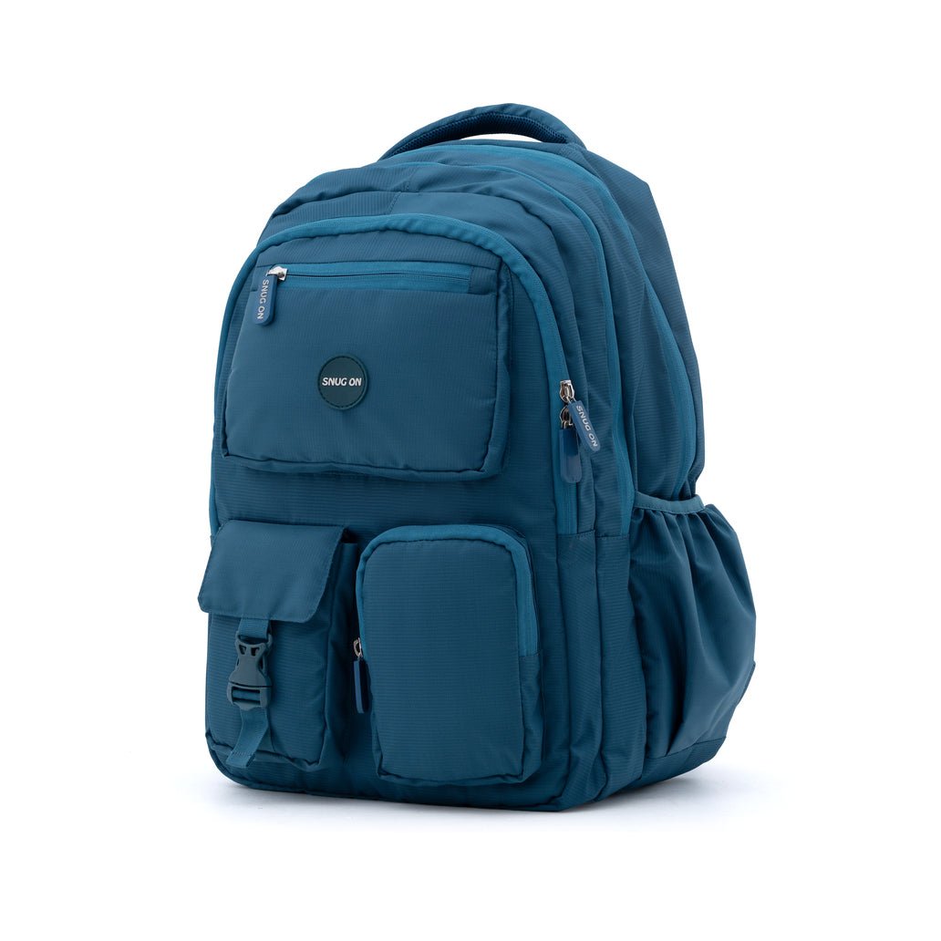 Novex Snug - On Plain Pattern Airport Blue Unisex Kids School Bag for 6th - 12th Class - 19 Inch | Backpack for 13 - 18 Years Kids - SNBP0775 - AIRPORT BLUE
