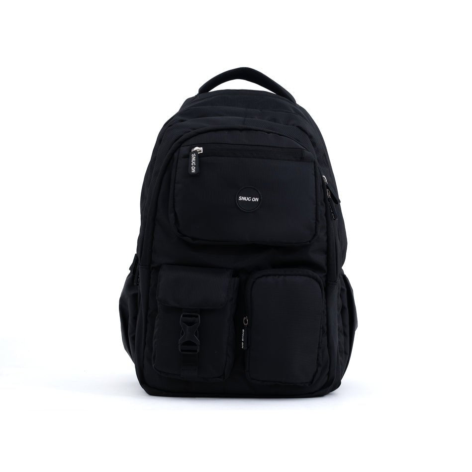 Novex Snug - On Plain Pattern Black Unisex Kids School Bag for 6th - 12th Class - 19 Inch | Backpack for 13 - 18 Years Kids - SNBP0771 - BLACK