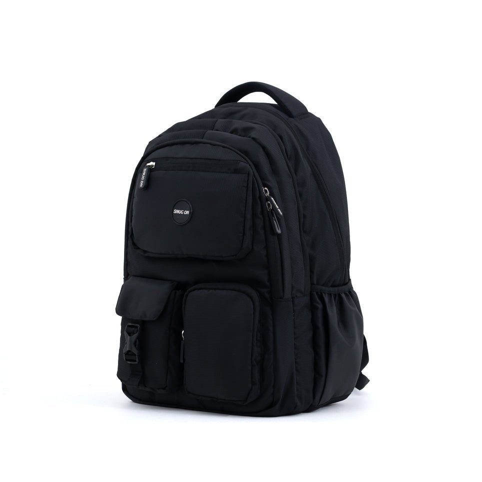 Novex Snug - On Plain Pattern Black Unisex Kids School Bag for 6th - 12th Class - 19 Inch | Backpack for 13 - 18 Years Kids - SNBP0771 - BLACK