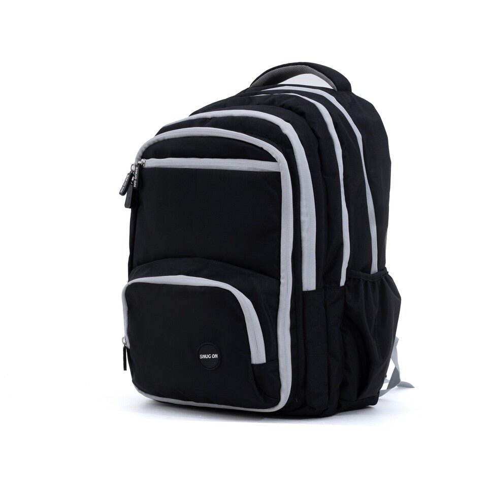 Novex Snug - On Plain Pattern Black Unisex Kids School Bag for 6th - 12th Class - 19 Inch | Backpack for 13 - 18 Years Kids - SNBP0761 - BLACK