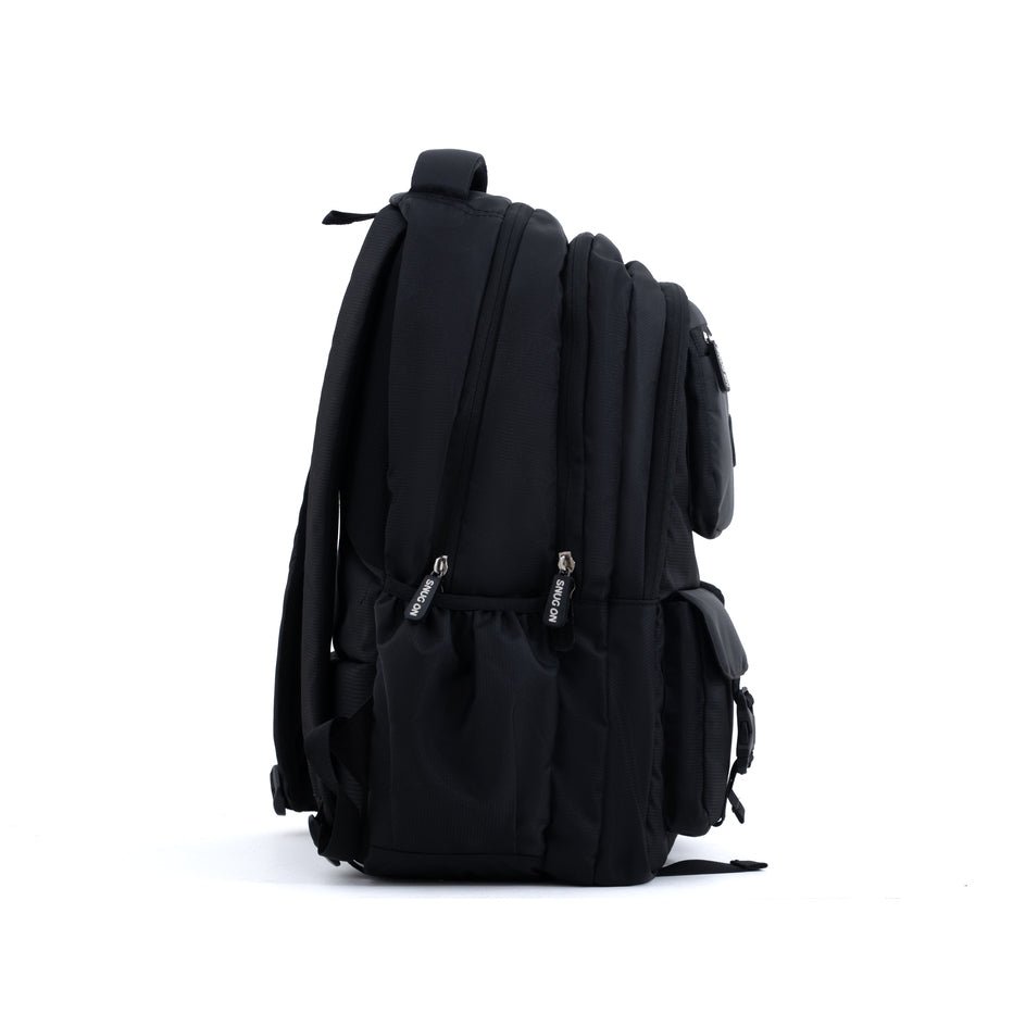 Novex Snug - On Plain Pattern Black Unisex Kids School Bag for 6th - 12th Class - 19 Inch | Backpack for 13 - 18 Years Kids - SNBP0771 - BLACK