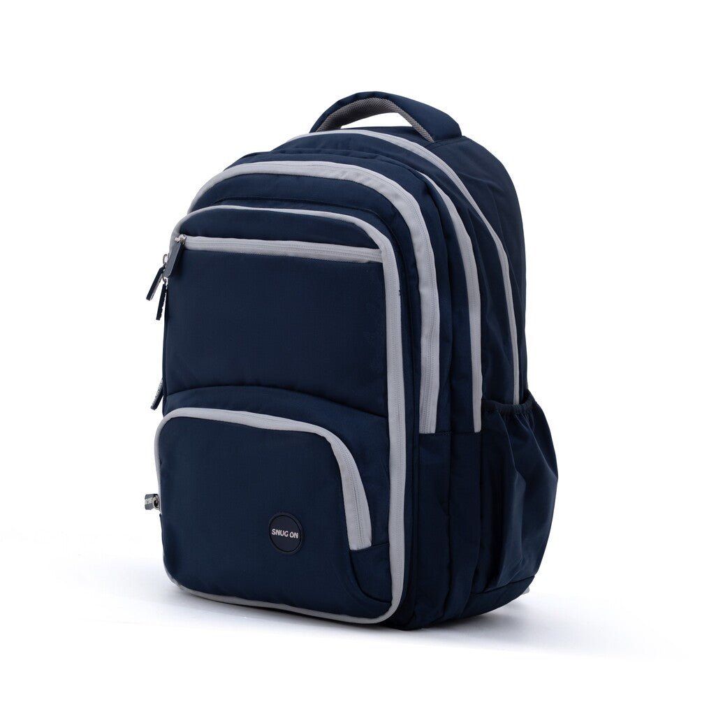 Novex Snug - On Plain Pattern Navy Blue Boy Kids School Bag for 6th - 12th Class - 19 Inch | Backpack for 13 - 18 Years Kids - SNBP0764 - NAVY BLUE