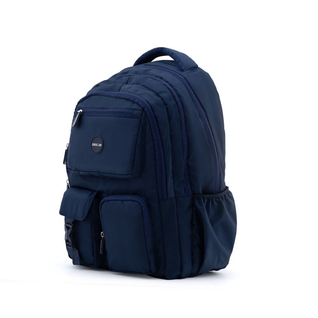 Novex Snug - On Plain Pattern Navy Blue Unisex Kids School Bag for 6th - 12th Class - 19 Inch | Backpack for 13 - 18 Years Kids - SNBP0774 - NAVY BLUE
