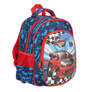 Novex Snug - On Racing Cars Printed Boy Kids School Bag for Preschool, Kindergarten - 12 Inch | Backpack for 3 - 5 Years Kids - SNBP0425 - RACING CARS