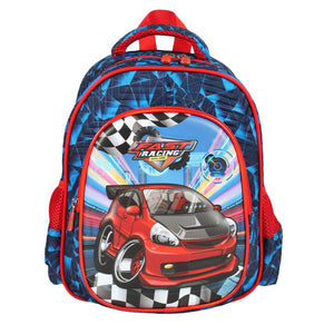 Novex Snug - On Racing Cars Printed Boy Kids School Bag for Preschool, Kindergarten - 12 Inch | Backpack for 3 - 5 Years Kids - SNBP0425 - RACING CARS