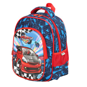 Novex Snug - On Racing Cars Printed Boy Kids School Bag for Preschool, Kindergarten - 12 Inch | Backpack for 3 - 5 Years Kids - SNBP0425 - RACING CARS