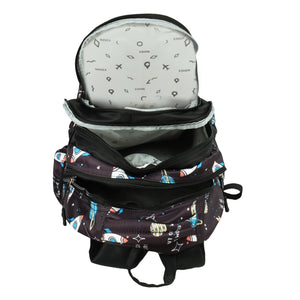 Novex Snug-On Rocket Printed Unisex Kids School Bag with Stationary Pouch - 19 Inch | Backpack for 12-16 Years Kids