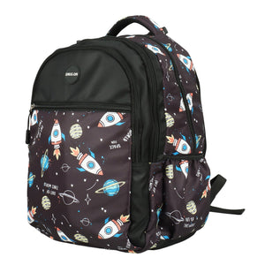 Novex Snug-On Rocket Printed Unisex Kids School Bag with Stationary Pouch - 19 Inch | Backpack for 12-16 Years Kids