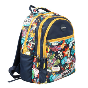 Novex Snug - On Space Printed Boy Kids School Bag with Stationary Pouch for 3rd to 5th Class - 17 Inch | Backpack for 9 - 11 Years Kids - SNBP0407 - SPACE