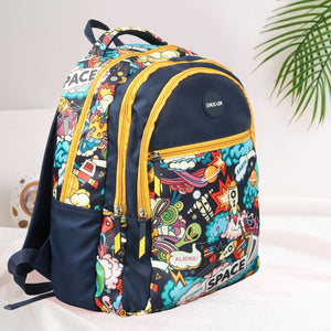 Novex Snug - On Space Printed Boy Kids School Bag with Stationary Pouch for 3rd to 5th Class - 17 Inch | Backpack for 9 - 11 Years Kids - SNBP0407 - SPACE