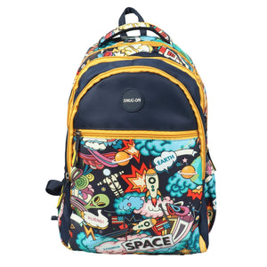 Novex Snug - On Space Printed Boy Kids School Bag with Stationary Pouch for 3rd to 5th Class - 17 Inch | Backpack for 9 - 11 Years Kids - SNBP0407 - SPACE