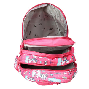 Novex Snug-On Unicorn Printed Girl Kids School Bag with Stationary Pouch - 17 Inch | Backpack for 9-11 Years Kids