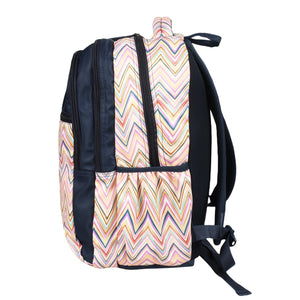 Novex Snug-On Zig-Zagar Printed Unisex Kids School Bag with Stationary Pouch - 19 Inch | Backpack for 12-16 Years Kids