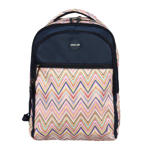 Novex Snug-On Zig-Zagar Printed Unisex Kids School Bag with Stationary Pouch - 19 Inch | Backpack for 12-16 Years Kids