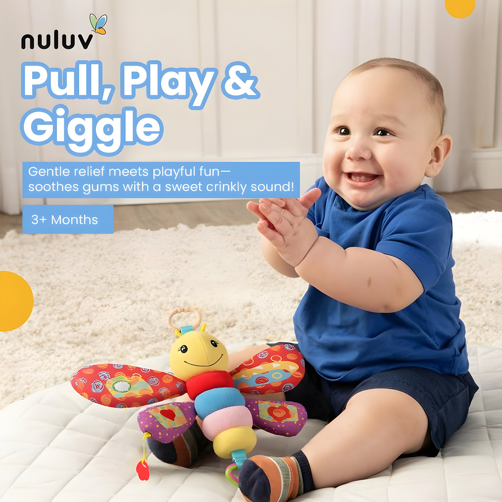 Nuluv Butterfly- Soft toy crinkle and teether
